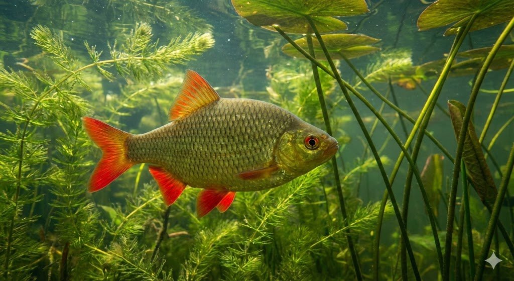 Raudė tvenkinyje: biologija, mityba ir poveikis ekosistemai